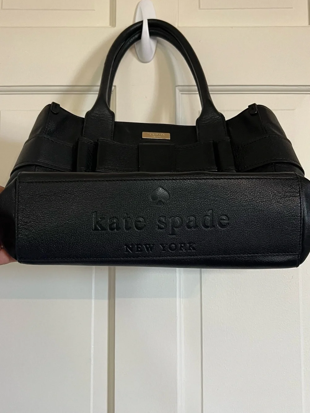 Kate Spade Black Leather Bow-Accent Satchel